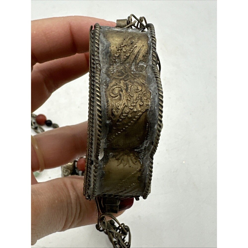 Vintage Prayer Box Holder Necklace Tibetan Beaded Chain Handmade - Picture 11 of 16